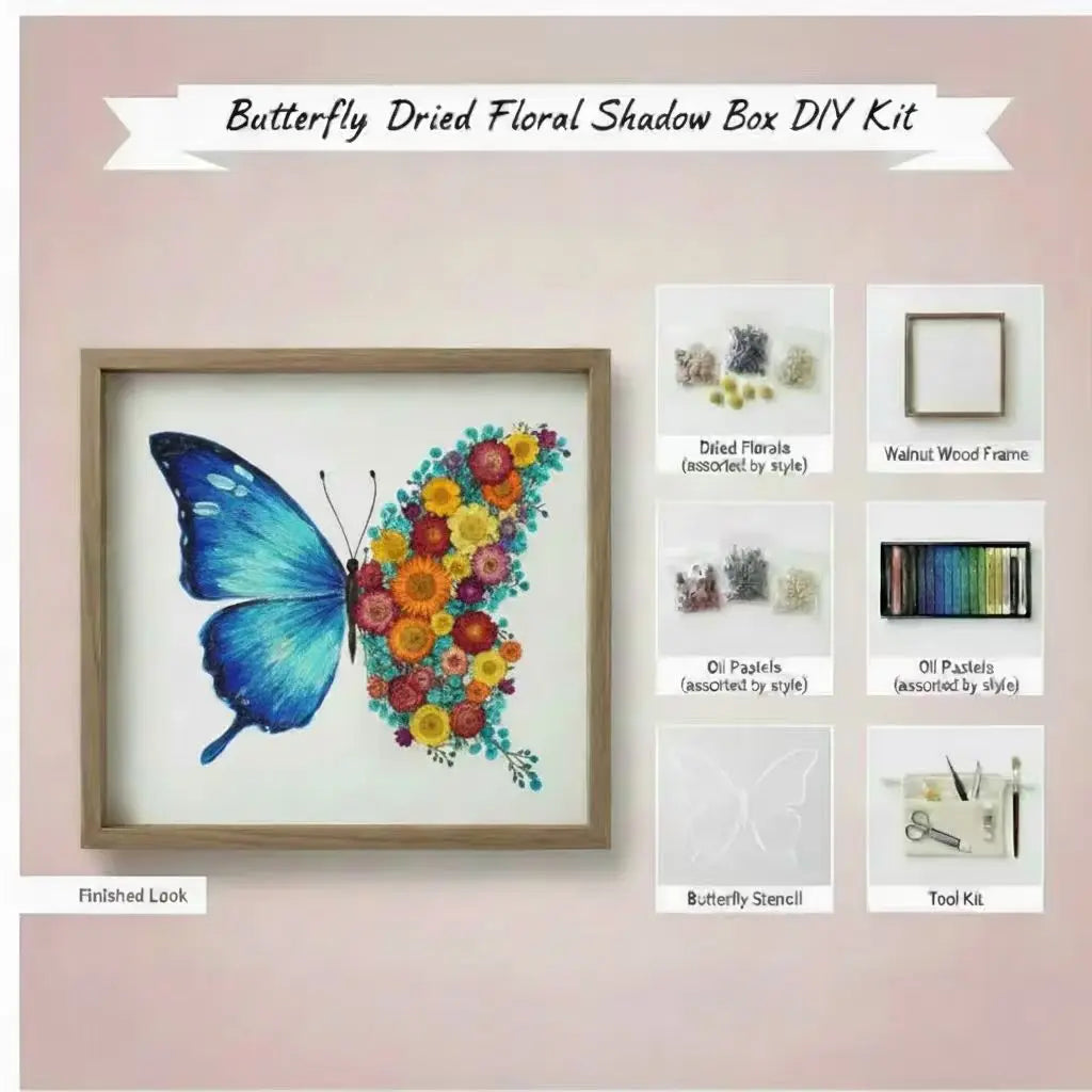 Butterfly Dried Floral Shadow Box Kit