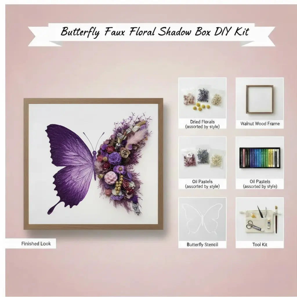 Butterfly Dried Floral Shadow Box Kit