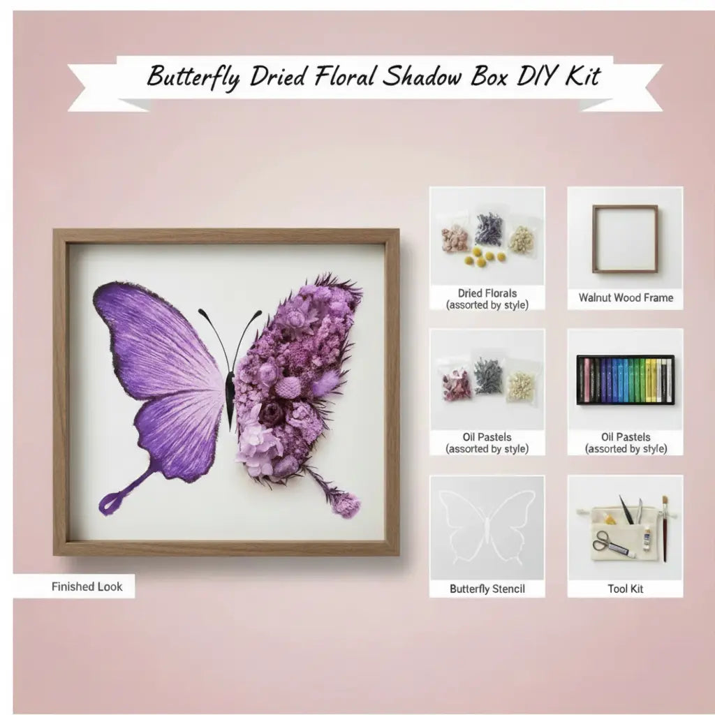 Butterfly Dried Floral Shadow Box Kit