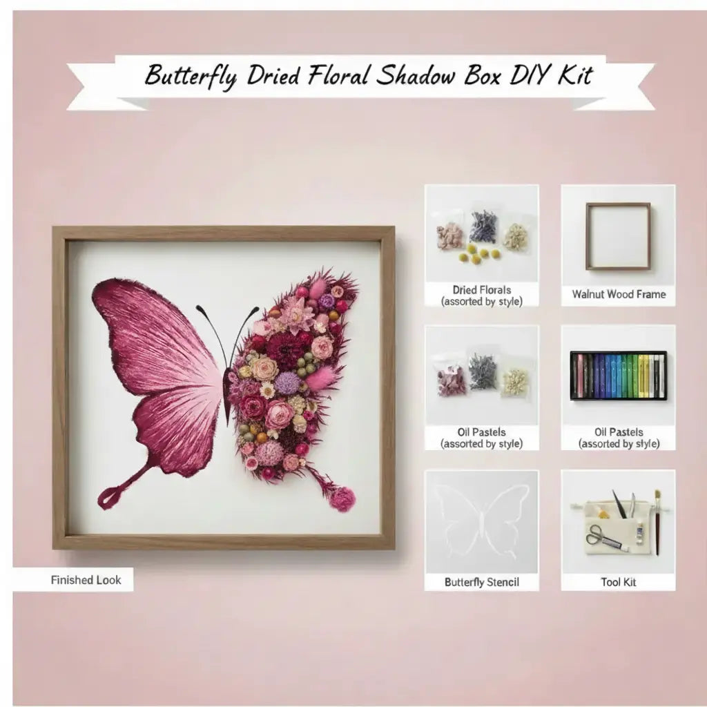 Butterfly Dried Floral Shadow Box Kit