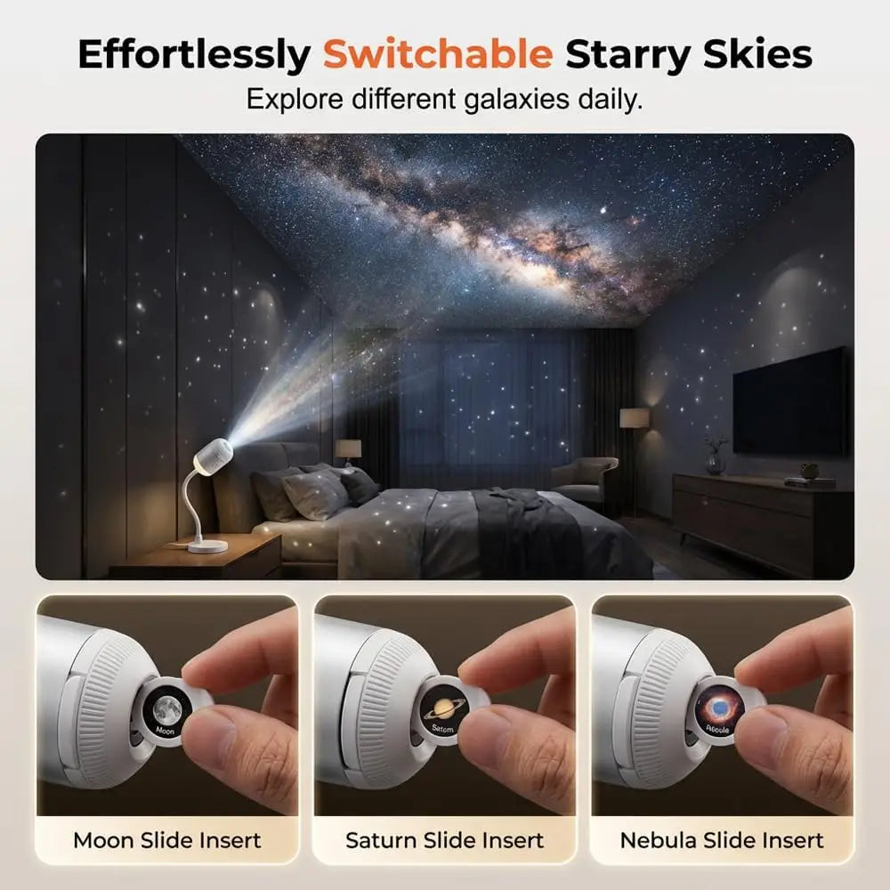 2-in-1 USB Galaxy Night Light Projector | Star Projector & Warm Night Light