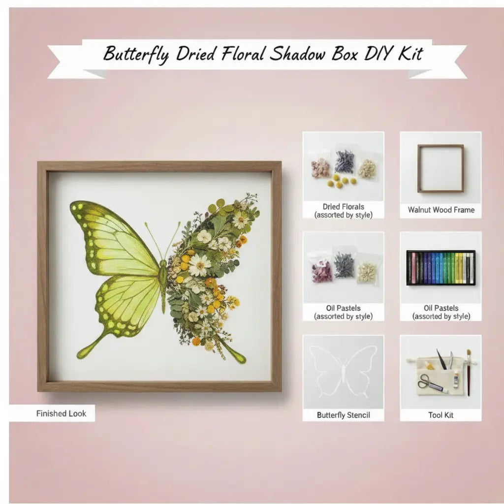 Butterfly Dried Floral Shadow Box Kit