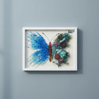 Blue pearl butterfly dried floral shadow box kit display