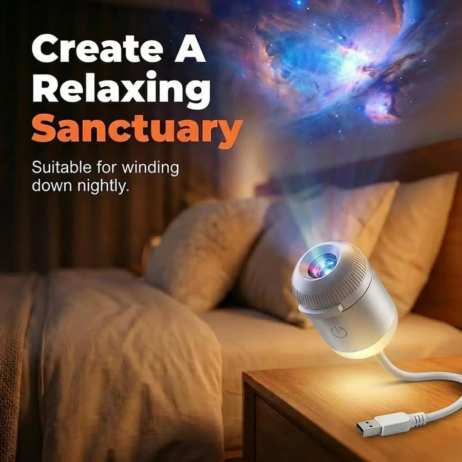2-in-1 USB Galaxy Night Light Projector | Star Projector & Warm Night Light