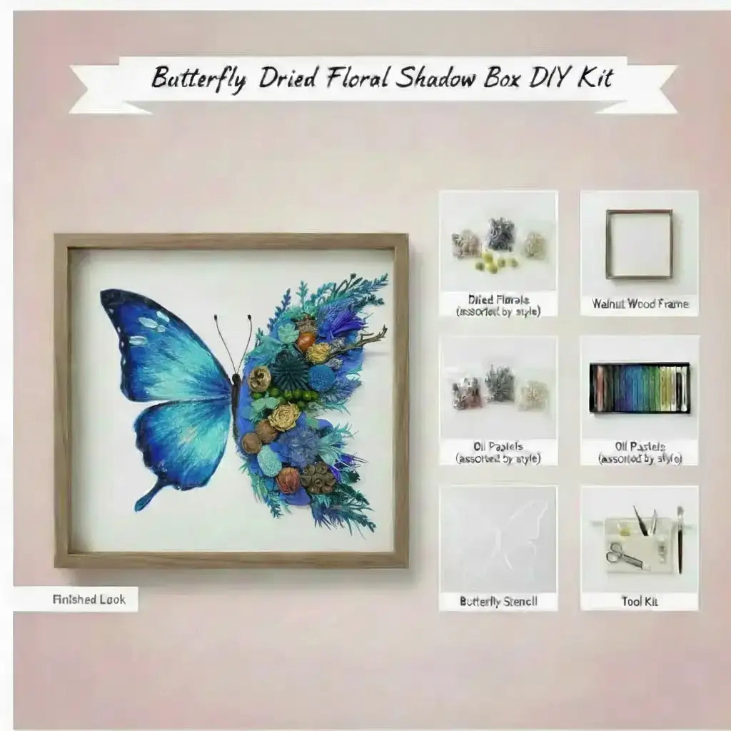 Butterfly Dried Floral Shadow Box Kit