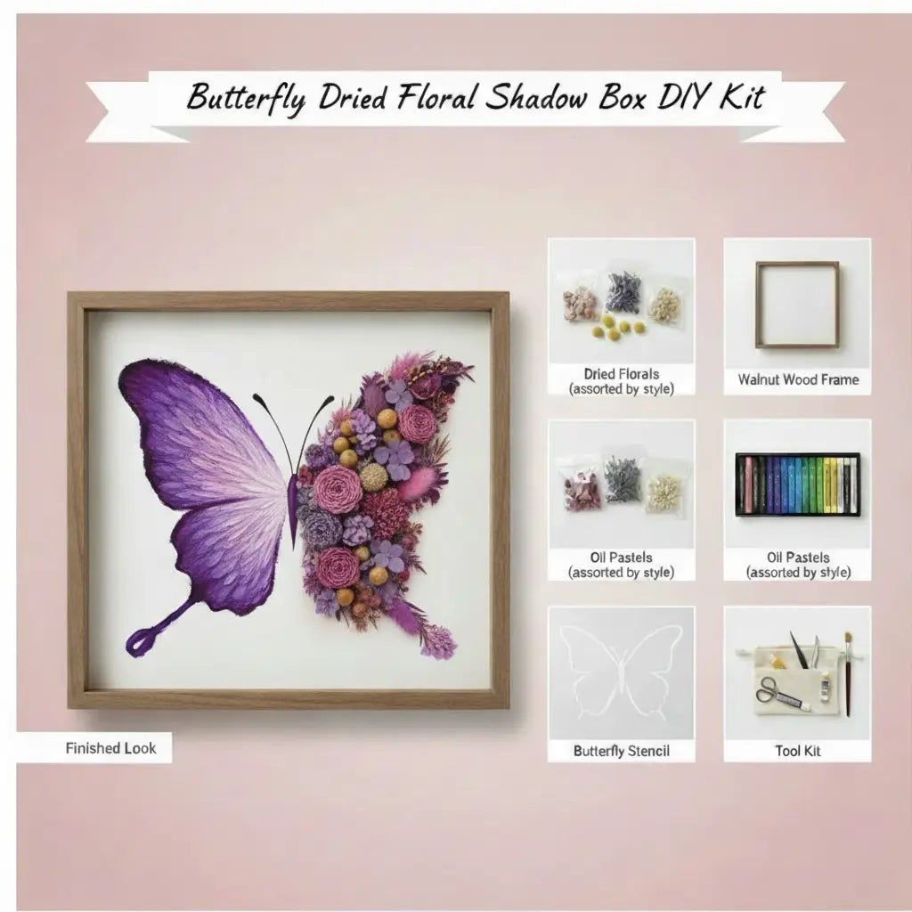 Butterfly Dried Floral Shadow Box Kit