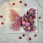 Pink crystal butterfly dried floral shadow box kit