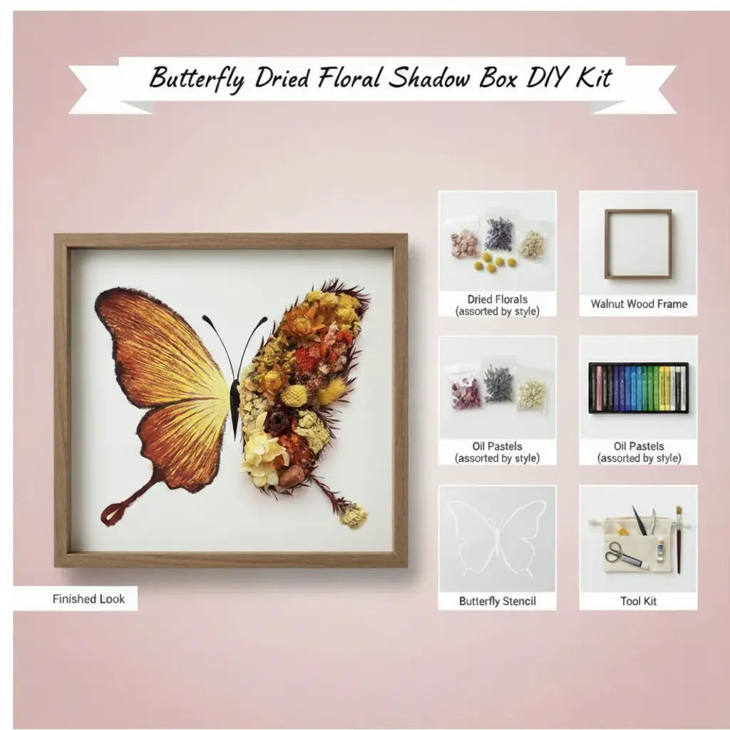 Butterfly Dried Floral Shadow Box Kit