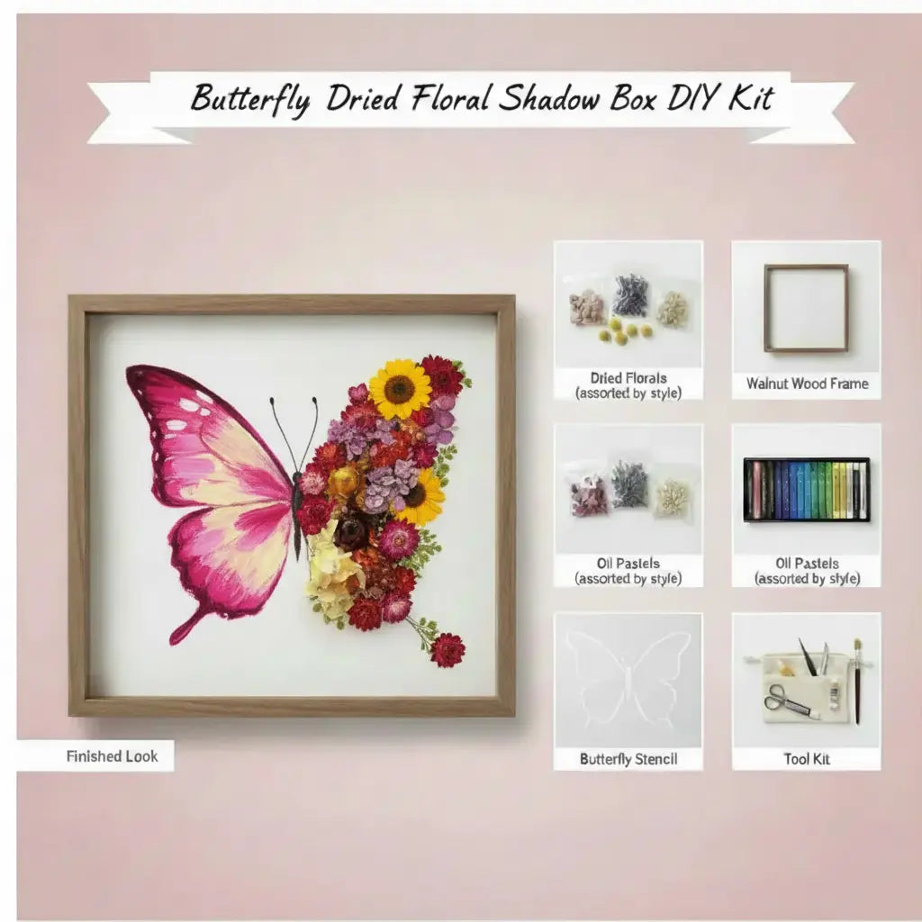 Butterfly Dried Floral Shadow Box Kit