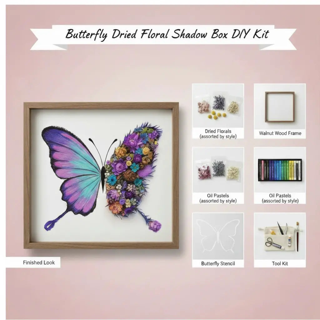Butterfly Dried Floral Shadow Box Kit